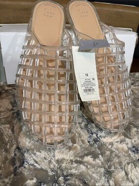 a new day Clear Cage Mule Slides with Nude Insole